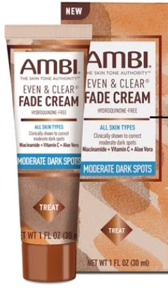 Ambi Even & Clear Fade Cream Hydroquinone Free Moderate Dark Spots 1oz