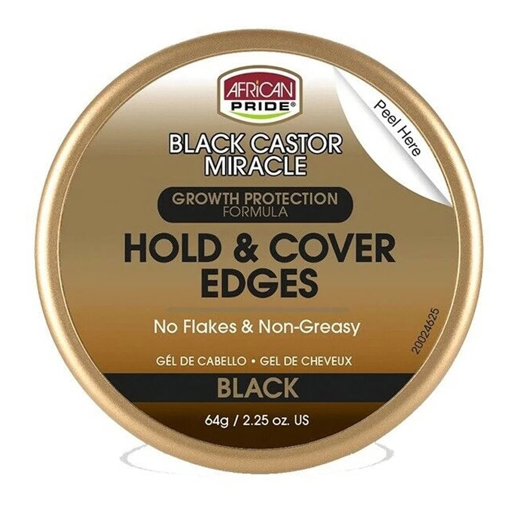 African Pride Black Castor Miracle Hold & Cover Edges, 2.25 Oz.